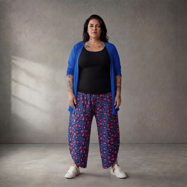 Fliessende ViskoseBallonhose BlauPinkSchwarz leger Oversize Lagenlook sommerlich zeitlos