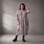 Damen Kleid Lagenlook Baumwolle Schwarz/Weiß, Ballonschnitt, Langarm, Seitentaschen, Oversize große Größen – Funky Diva