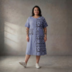 Leichtes blaues Viskoseleinen Shirt luftig im legeren Oversize Lagenlook zeitlos chic