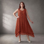 Orange OversizeTunika im Lagenlook weich fliessend zeitlos leger mit Taschen fuer Sommer