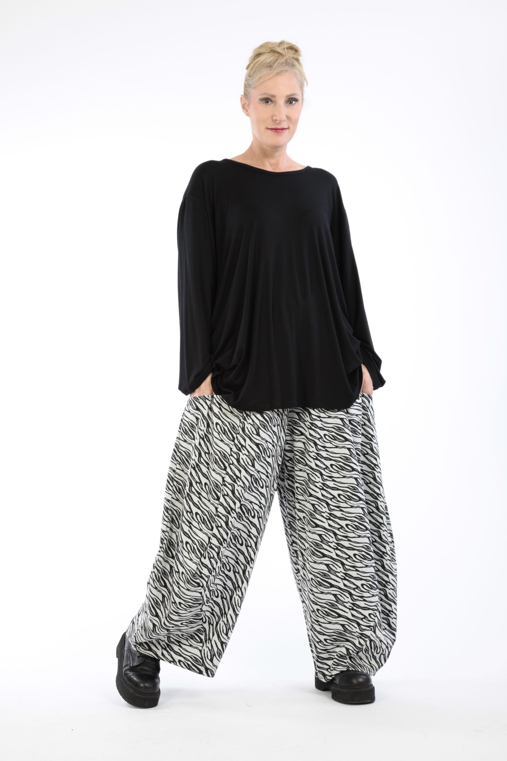  Ballonhose von AKH Fashion aus Materialmix, 1172.08069, Weiß-Schwarz, Zebra, Schick