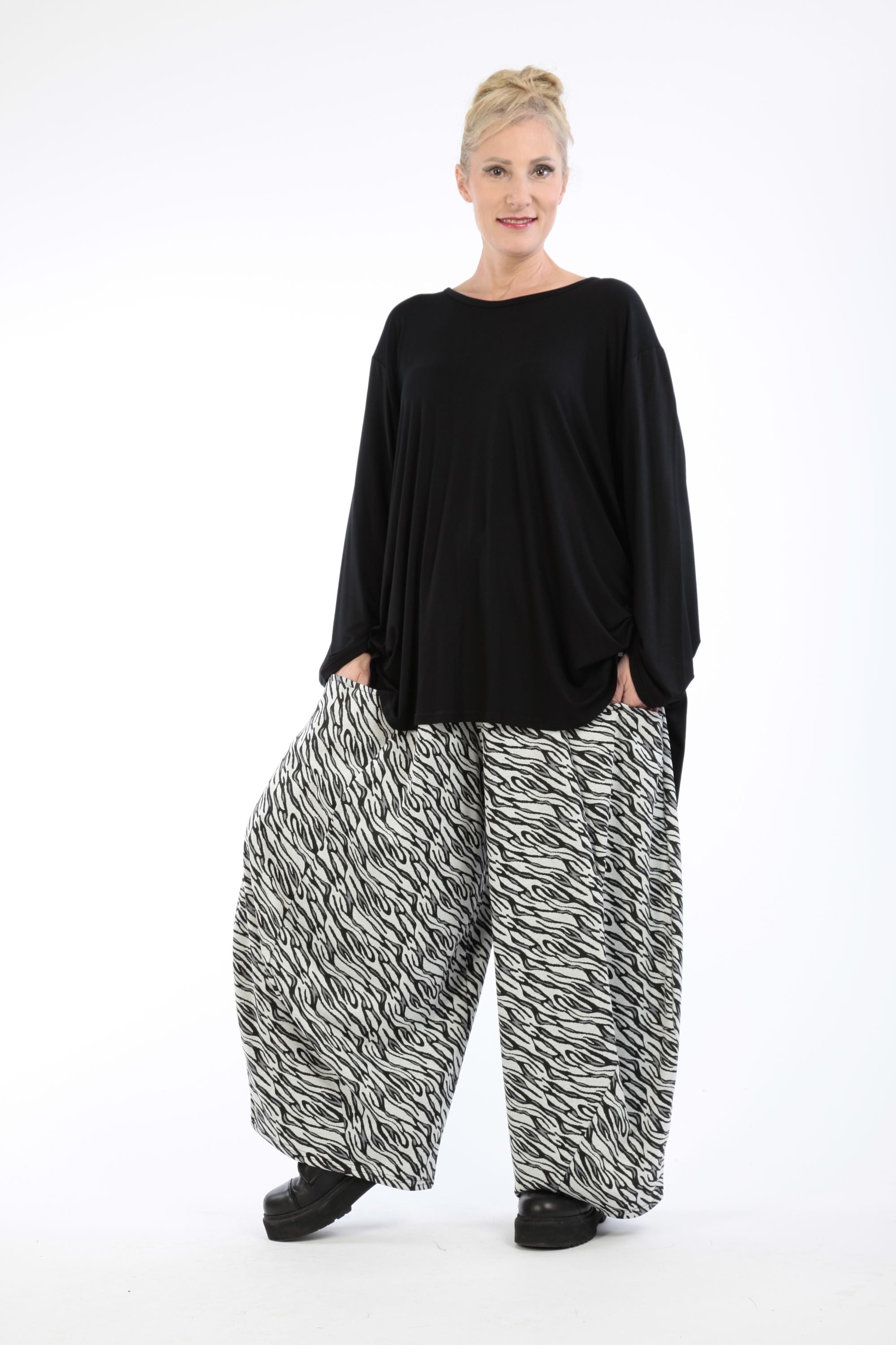  Ballonhose von AKH Fashion aus Materialmix, 1172.08069, Weiß-Schwarz, Zebra, Schick