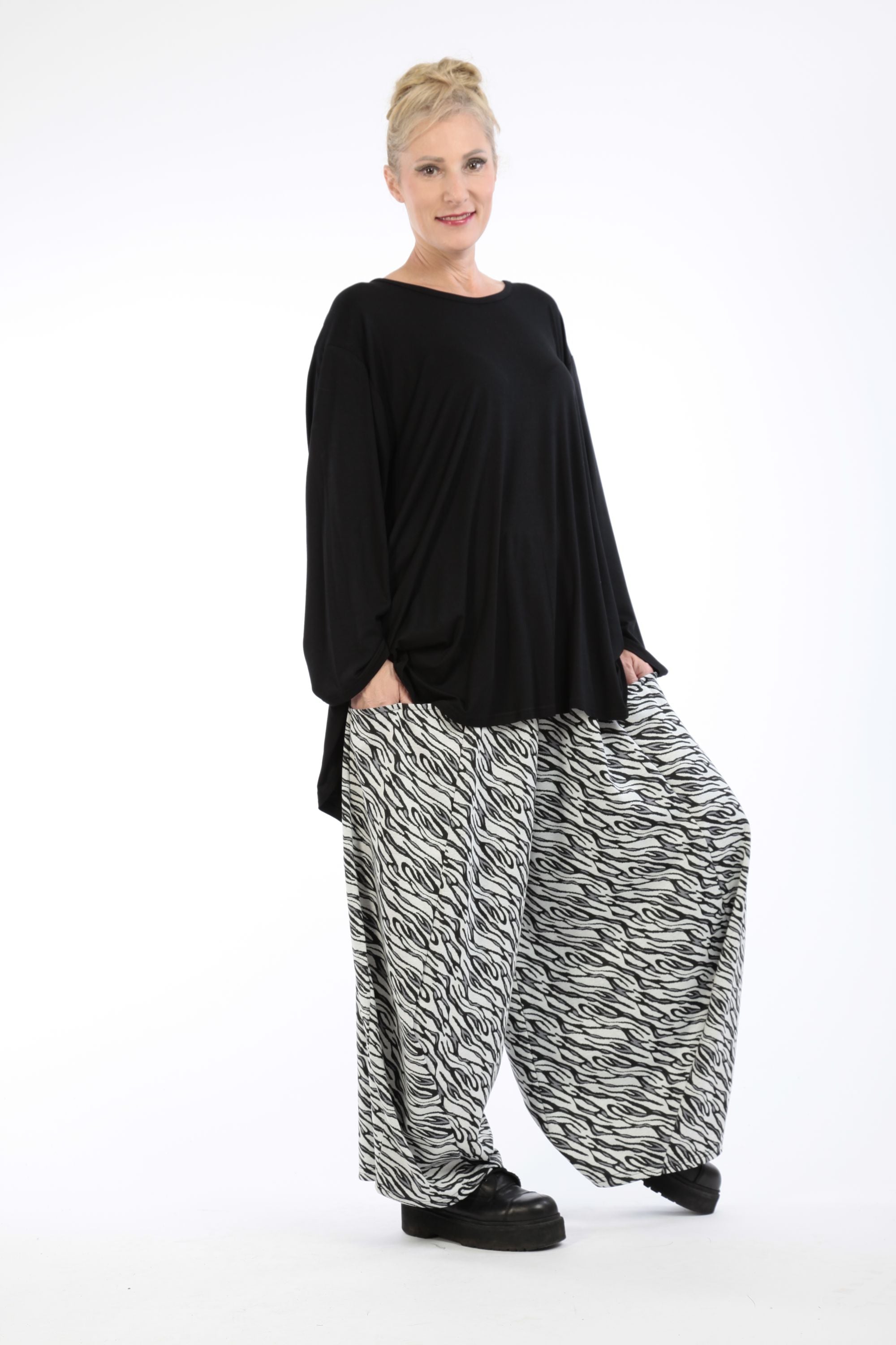  Ballonhose von AKH Fashion aus Materialmix, 1172.08069, Weiß-Schwarz, Zebra, Schick