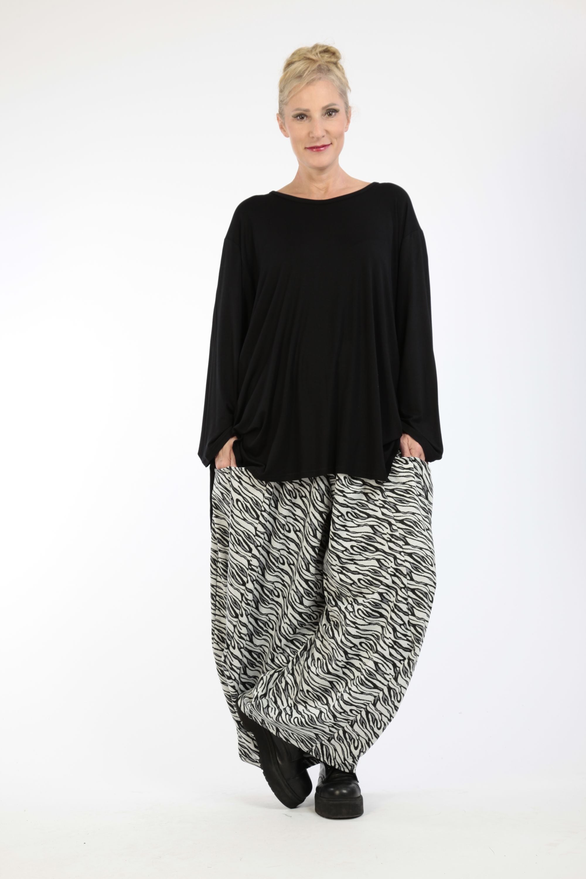  Ballonhose von AKH Fashion aus Materialmix, 1172.08069, Weiß-Schwarz, Zebra, Schick