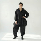 Schwarze Oversize Hose Damen Avantgarde Lagenlook Polyester Frühjahr Sommer Caraclan Modeare