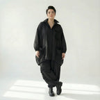 Schwarze Oversize Hose Damen Avantgarde Lagenlook Polyester Frühjahr Sommer Caraclan Modeare