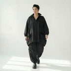 Schwarze Oversize Hose Damen Avantgarde Lagenlook Polyester Frühjahr Sommer Caraclan Modeare
