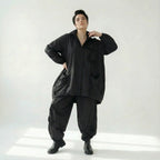 Schwarze Oversize Hose Damen Avantgarde Lagenlook Polyester Frühjahr Sommer Caraclan Modeare