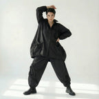 Schwarze Oversize Hose Damen Avantgarde Lagenlook Polyester Frühjahr Sommer Caraclan Modeare