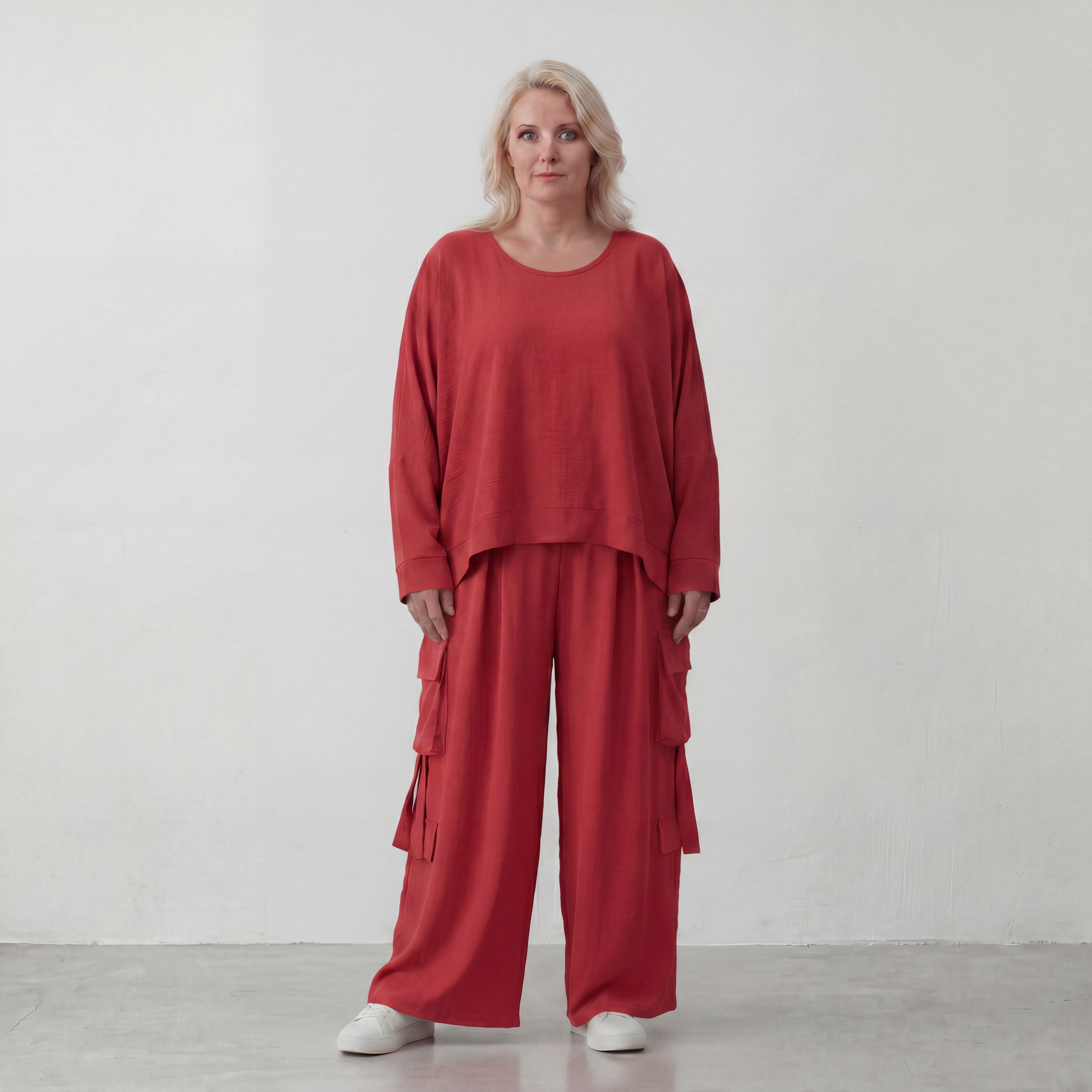 Fuchsia Lagenlook Überwurf in Leinenoptik Oversize leger zeitlos ausgefallen modern leicht