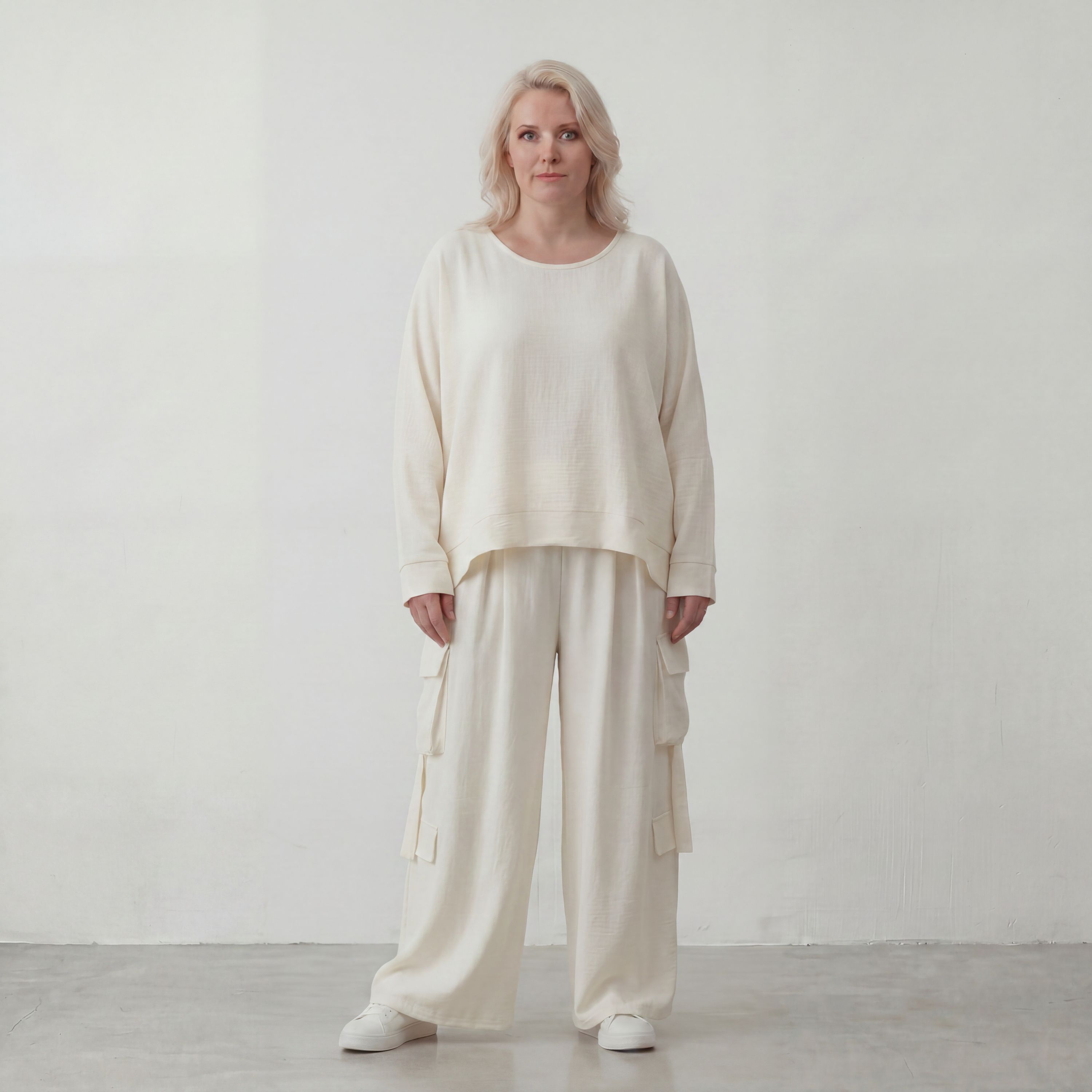 Creme Ballonhose Oversize Lagenlook leger ausgefallen luftig mit Leinenfeel zeitlos weich