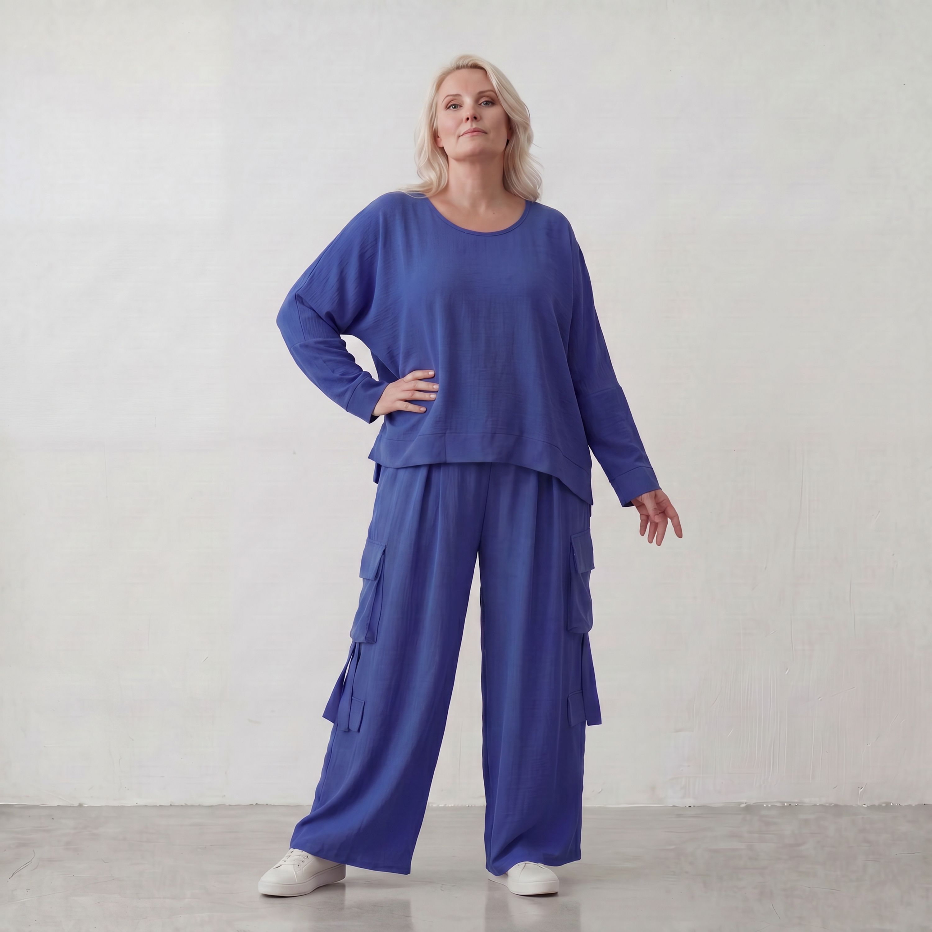 Royalblau Leinenueberwurf Oversize Lagenlook leger ausgefallen zeitlos luftig leicht