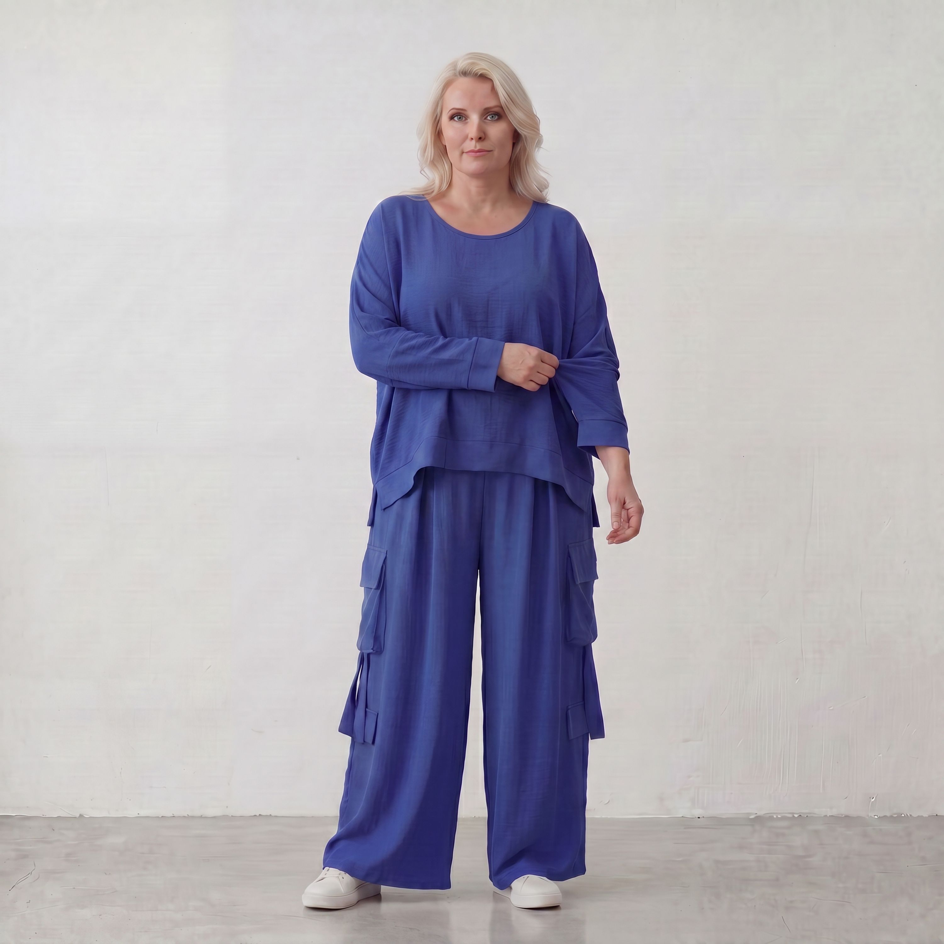Royalblau Leinenueberwurf Oversize Lagenlook leger ausgefallen zeitlos luftig leicht