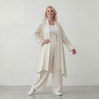 Leichter Cardigan in Leinenoptik Oversize Lagenlook zeitlos elegant Creme fliessend neu