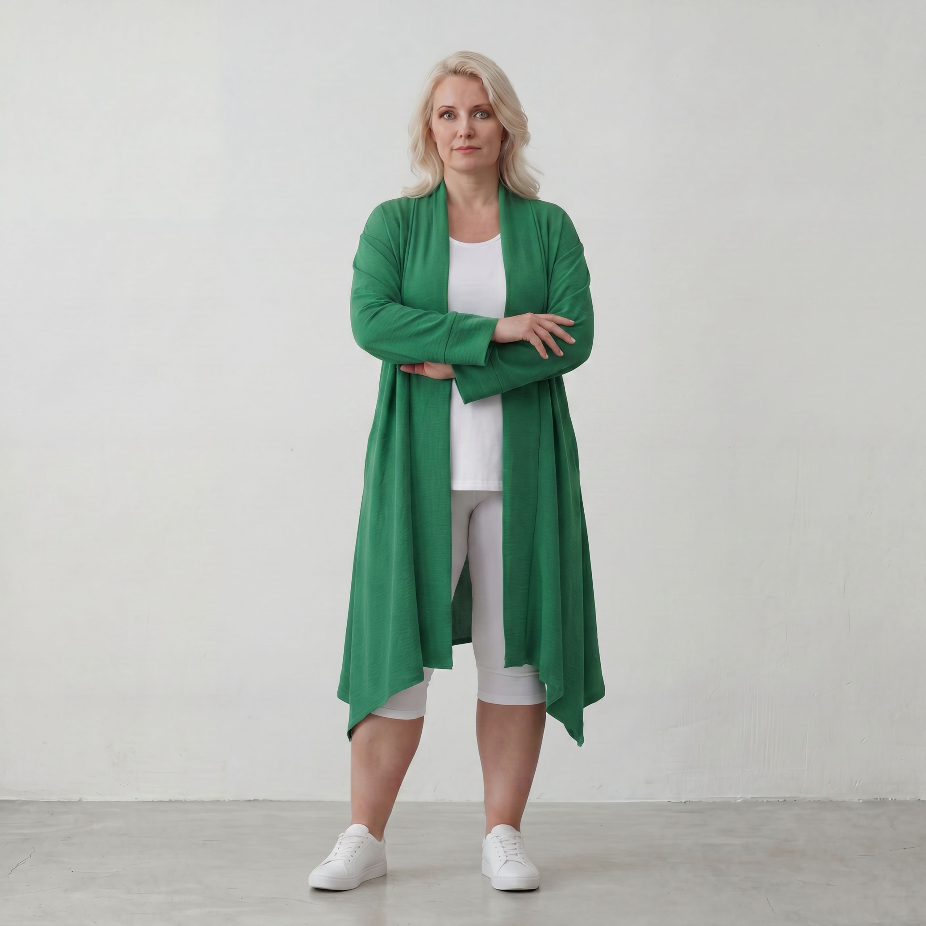 Smaragdgrün fliessend weicher Oversize Cardigan im Lagenlook locker leger zeitlos modern