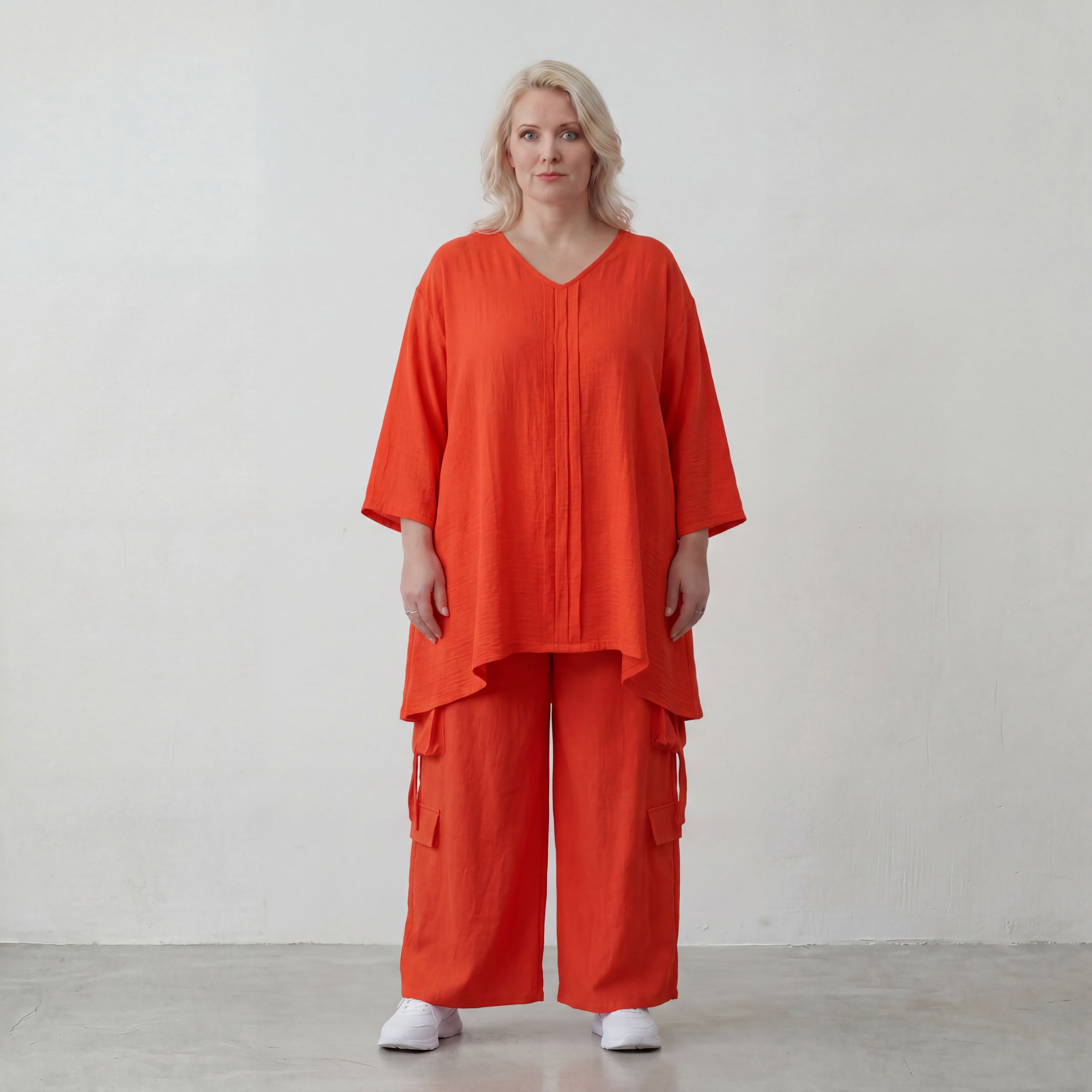 Leichtes Hellrot sehr Leinenlook Shirt in A Linie fuer legeren Lagenlook zeitlos Oversize