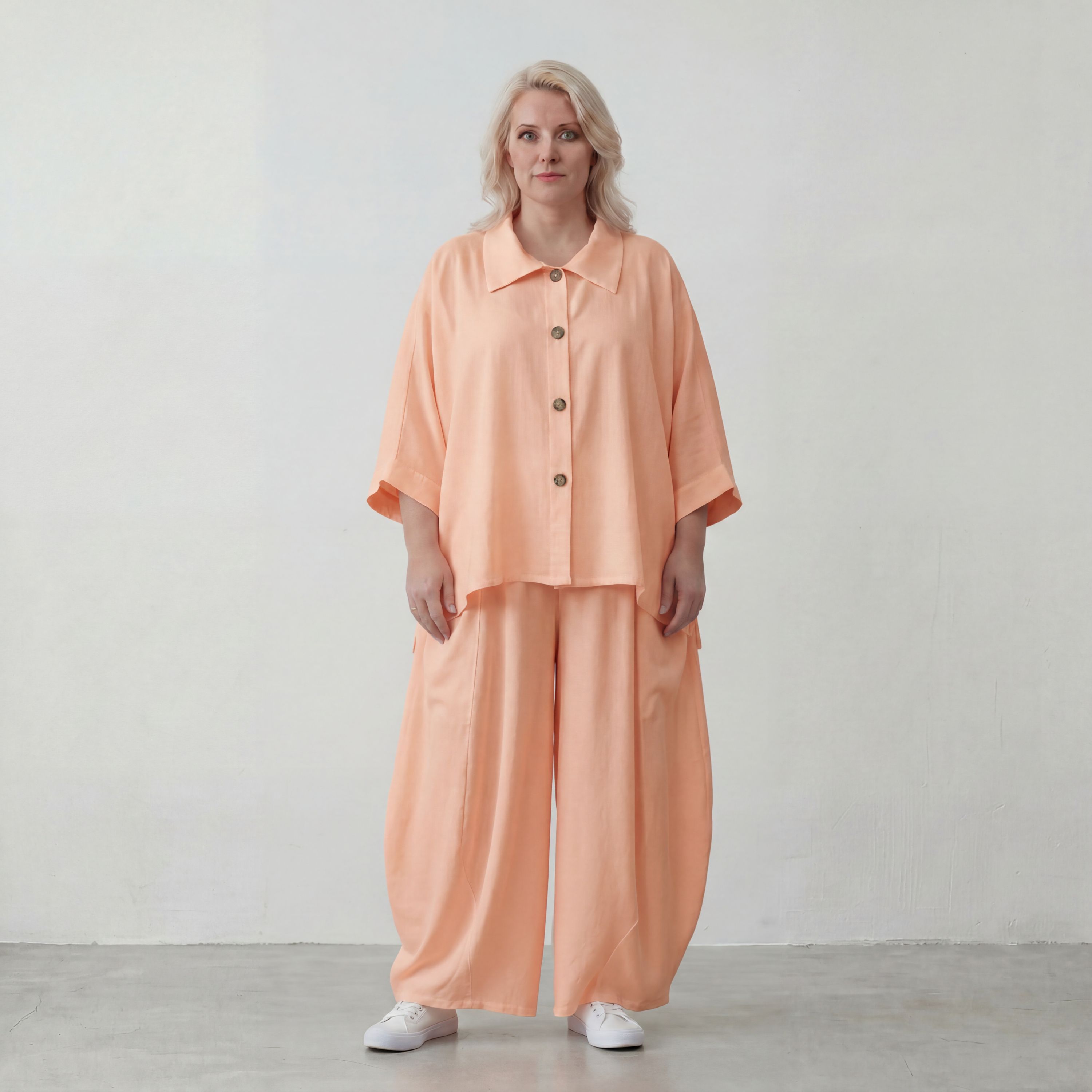 Leichte Oversize Ballonhose in Mauve mit Lagenlook Flair leger zeitlos modern soft look