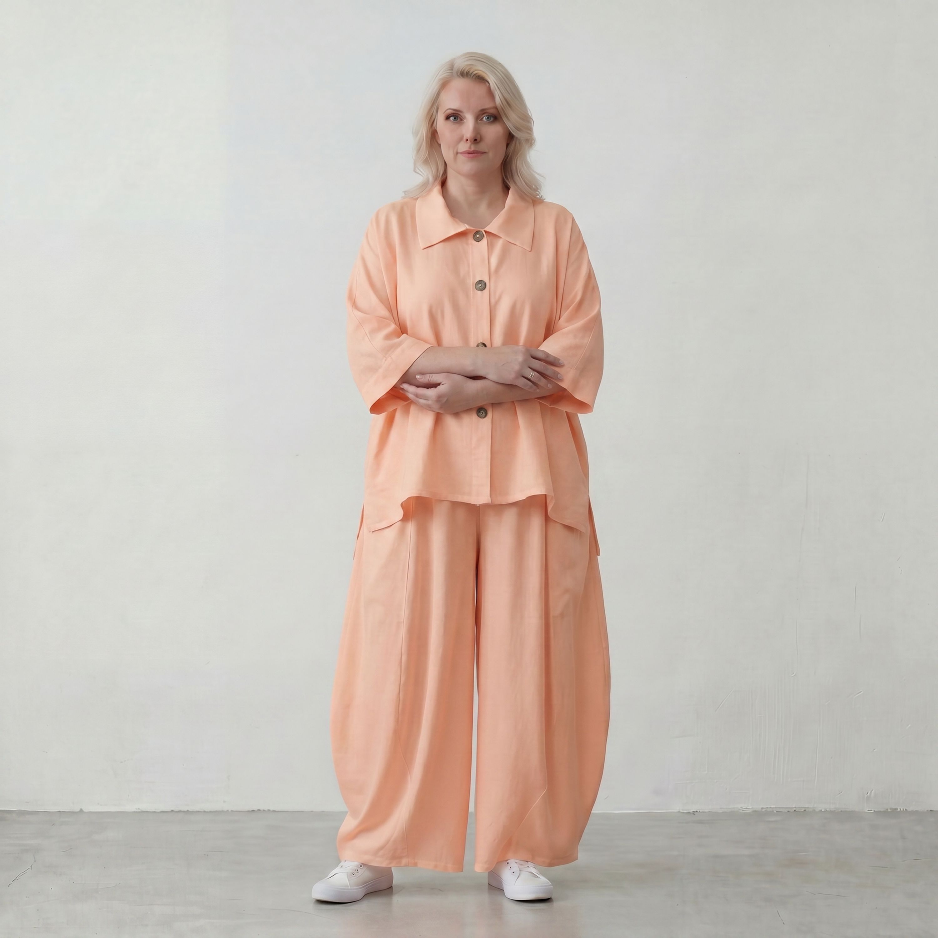 Leichte Oversize Ballonhose in Mauve mit Lagenlook Flair leger zeitlos modern soft look