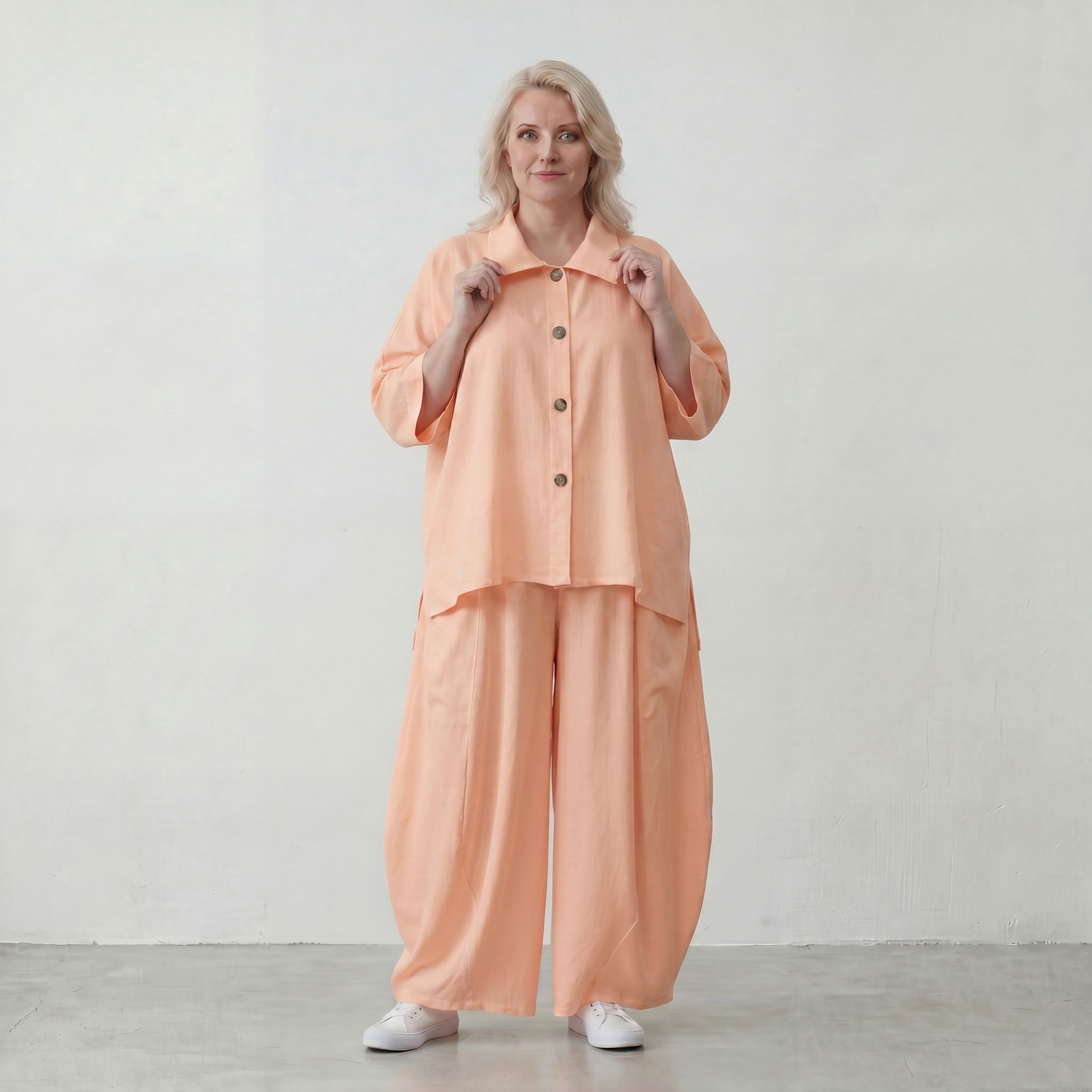 Leichte Oversize Ballonhose in Mauve mit Lagenlook Flair leger zeitlos modern soft look
