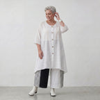 Zeitlose Weiß Baumwolljacke im Lagenlook Oversize A Linie leger modern edel Stil Design