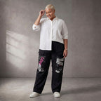 Damen Hose Lagenlook Baumwolle Schwarz, Elastikbund, Oversize große Größen – Funky Diva