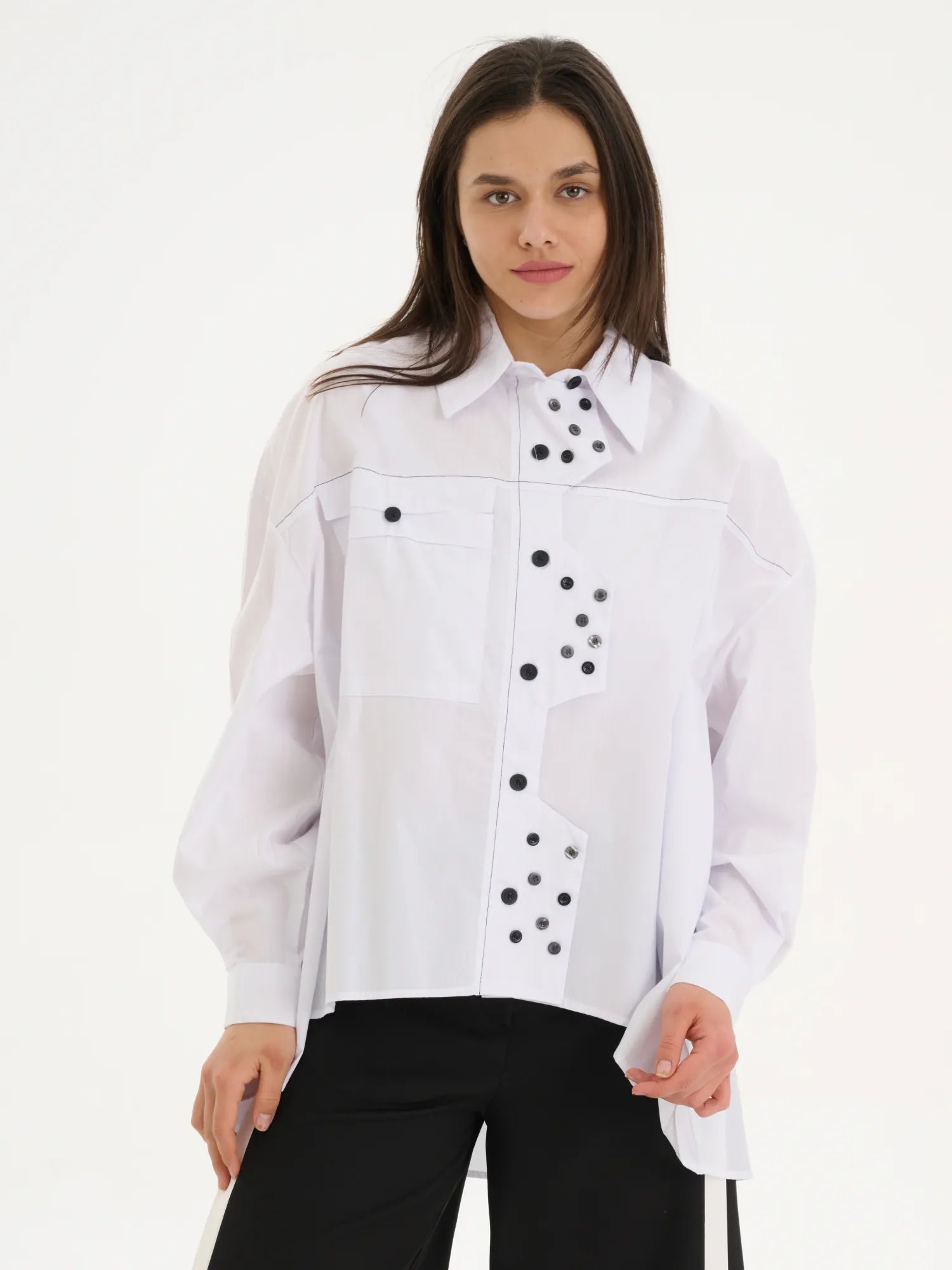  A-Form Bigshirt von Just Angels aus Baumwolle, 1007, Weiß, Schick, Modern, Bequem, Schick