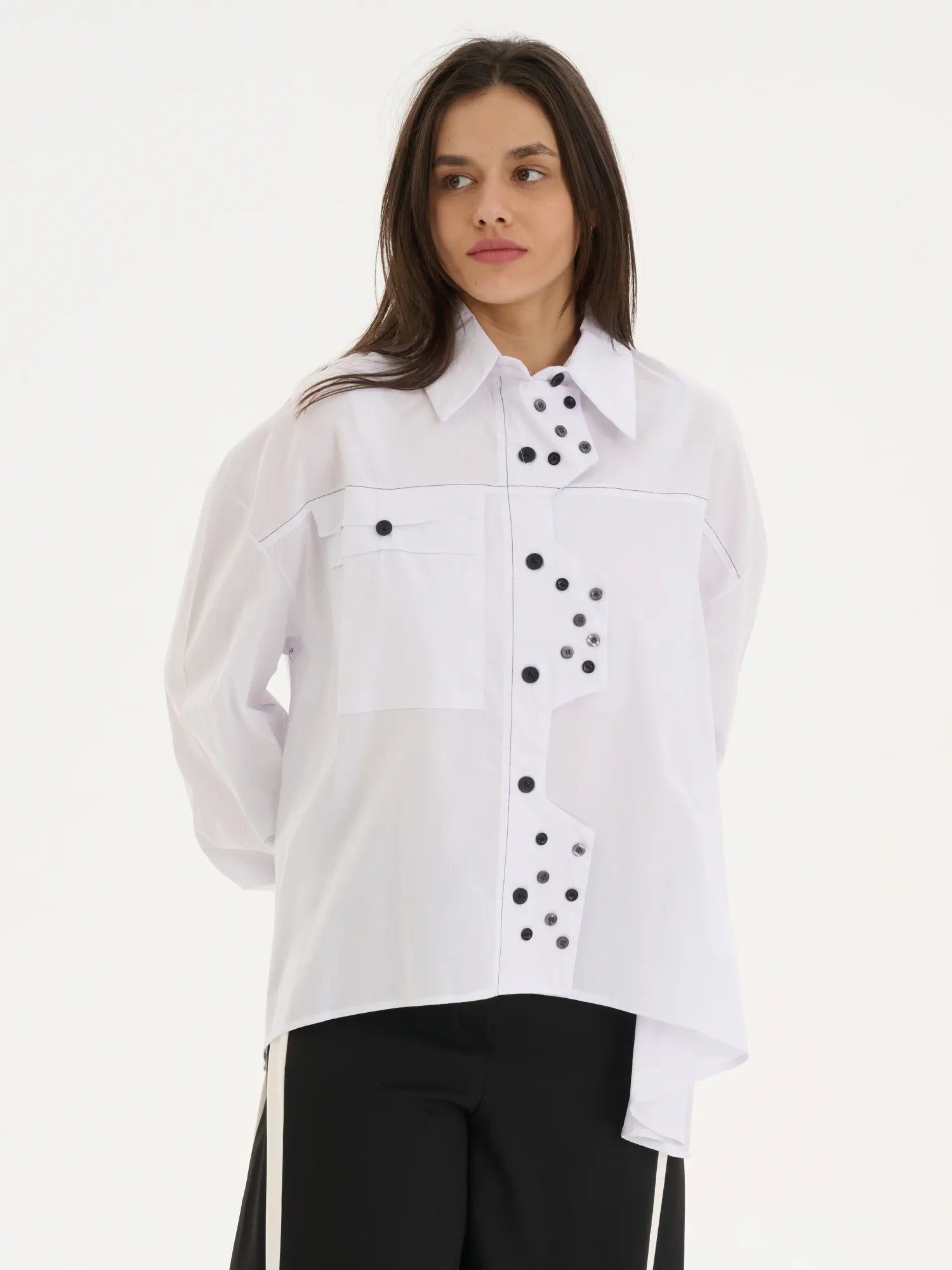  A-Form Bigshirt von Just Angels aus Baumwolle, 1007, Weiß, Schick, Modern, Bequem, Schick