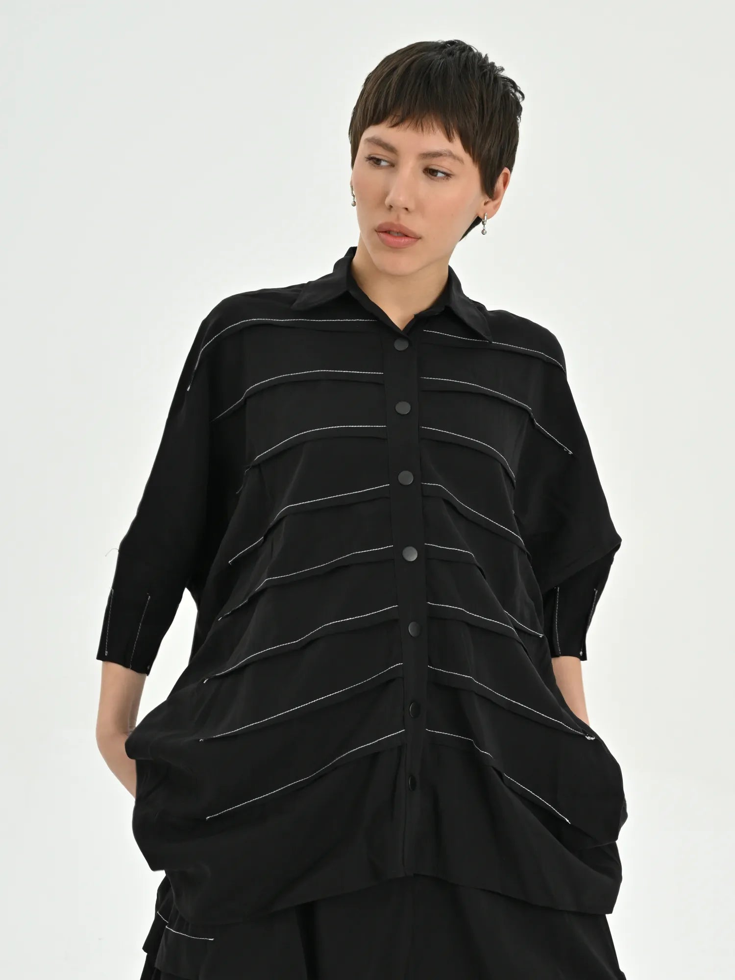  Bluse von Les Mios aus Baumwolle, 7005, Schwarz, Schick, Modern, Bequem, Schick