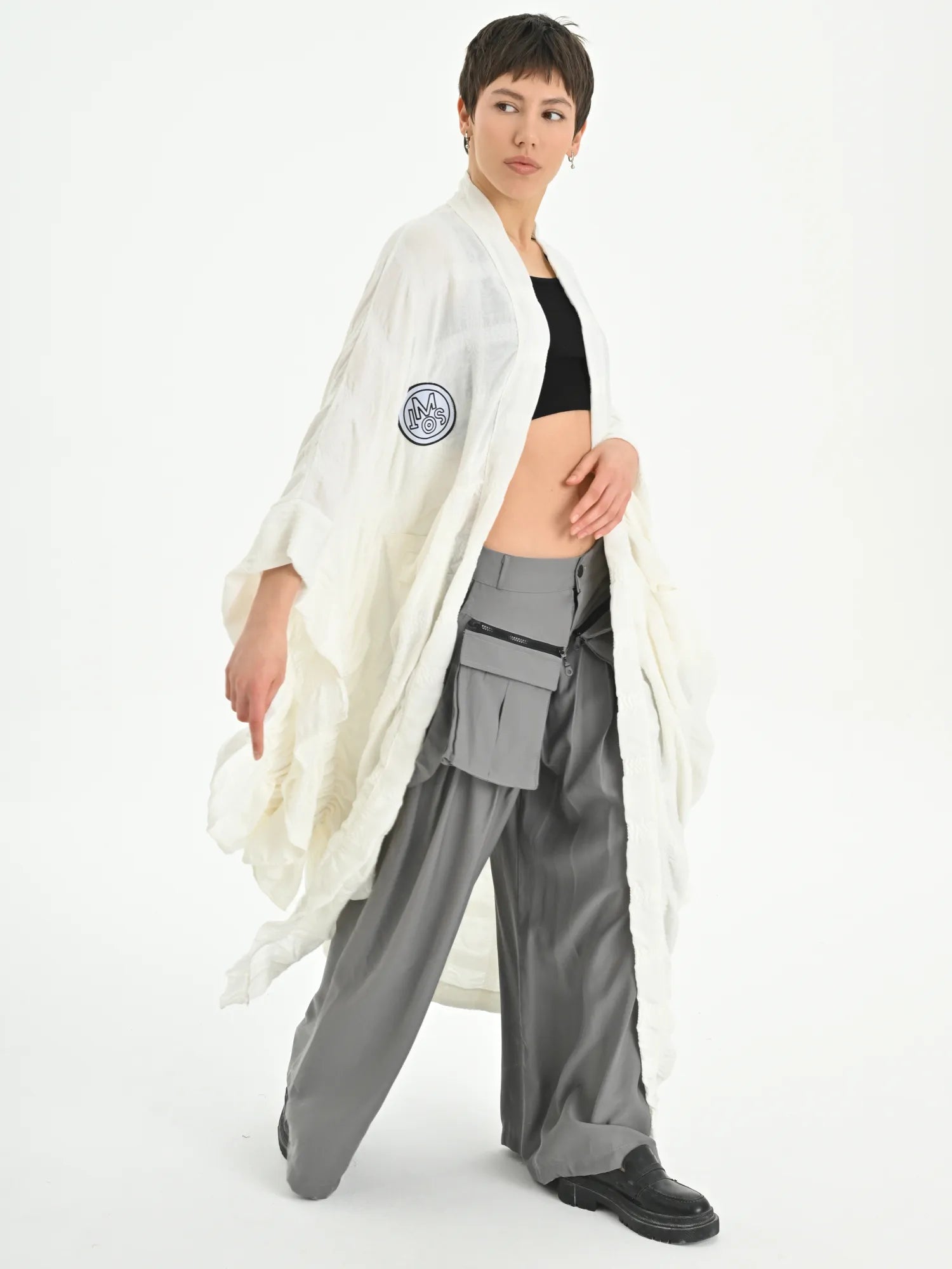  Ballonmantel von Les Mios aus Baumwolle, 7024, Ecru, Schick, Modern, Bequem