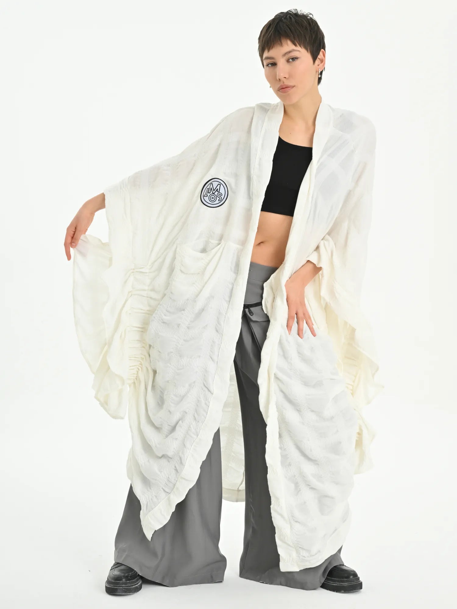  Ballonmantel von Les Mios aus Baumwolle, 7024, Ecru, Schick, Modern, Bequem