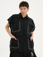  A-Form Bluse von Les Mios aus Baumwolle, 7027, Schwarz/Weiß, Schick, Modern, Bequem