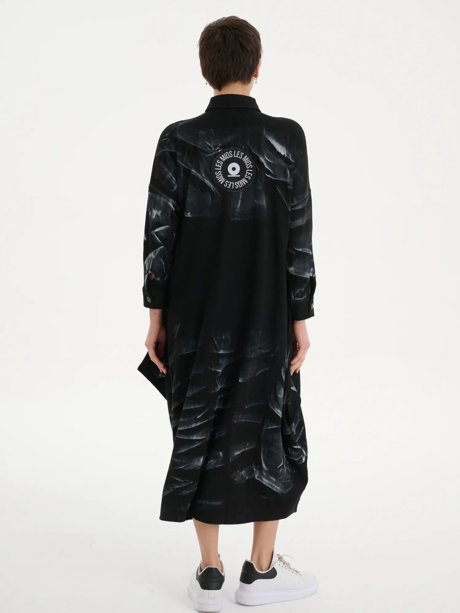  Ballonmantel von Les Mios aus Polyester, 7052, Schwarz, Muster, Schick, Modern, Bequem