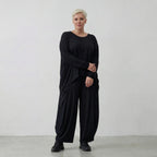 Damen Shirt Lagenlook Viskose Schwarz, kastiger Schnitt, Oversize große Größen – AKH Basics