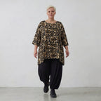 Ausgefallenes Oversize Lagenlook Big Shirt aus luftig feiner Viskose Popeline, 3/4 Arm, Streifen, Schwarz/Sand/Beige