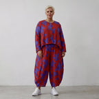 Leichte Popelinejacke in Rotlila mit Klecksmuster schimmerndem Look und langem Saum