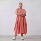 Damen Kleid Lagenlook Viskose Rosa, Ballonschnitt, ärmellos, Oversize große Größen – AKH Fashion
