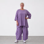 Damen Shirt Lagenlook Viskose Lila, A-Linie, Seitentaschen, Oversize große Größen – AKH Fashion