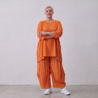 Damen Shirt Lagenlook Viskose Orange, A-Linie, Kurzarm, Oversize große Größen – AKH Fashion