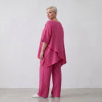 Damen Hose Lagenlook Viskose Fuchsia, Elastikbund, Oversize große Größen – AKH Fashion