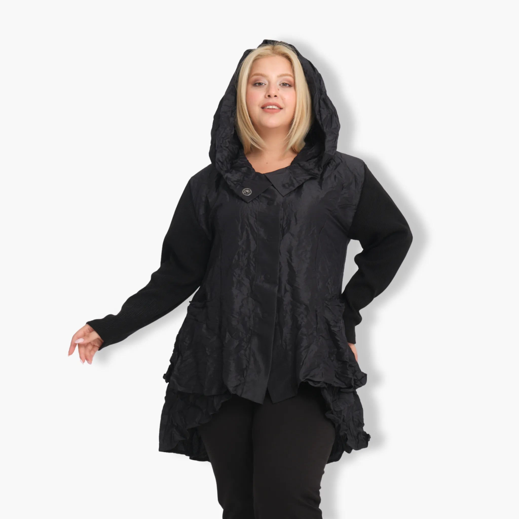  A-Form Jacke von Zedd Plus aus Polyamid, 24626, Schwarz, Schick, Modern, Bequem