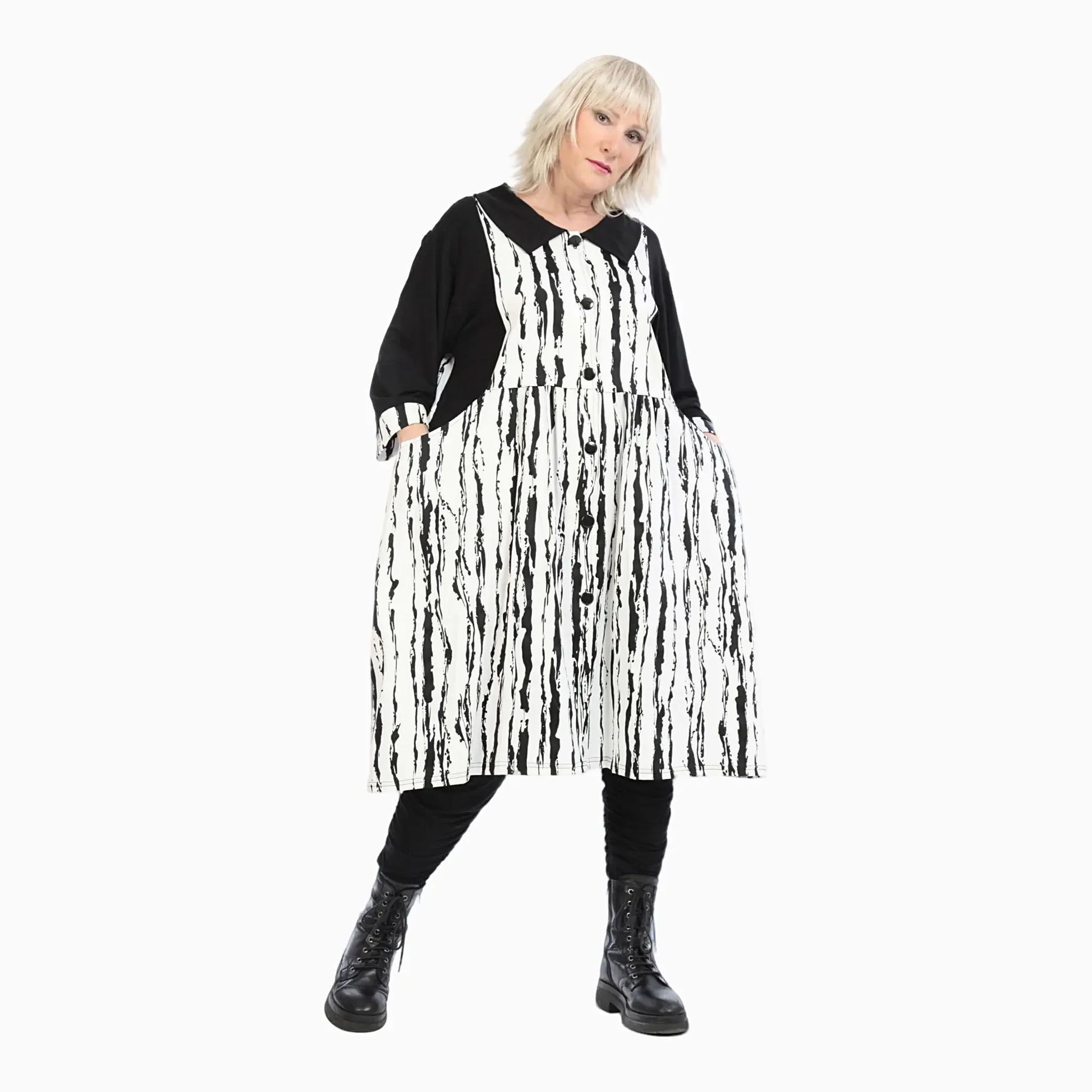  Ballon Bluse von AKH Fashion aus Viskose, 1230.06899, Schwarz-Weiß, Unifarben, Ausgefallen