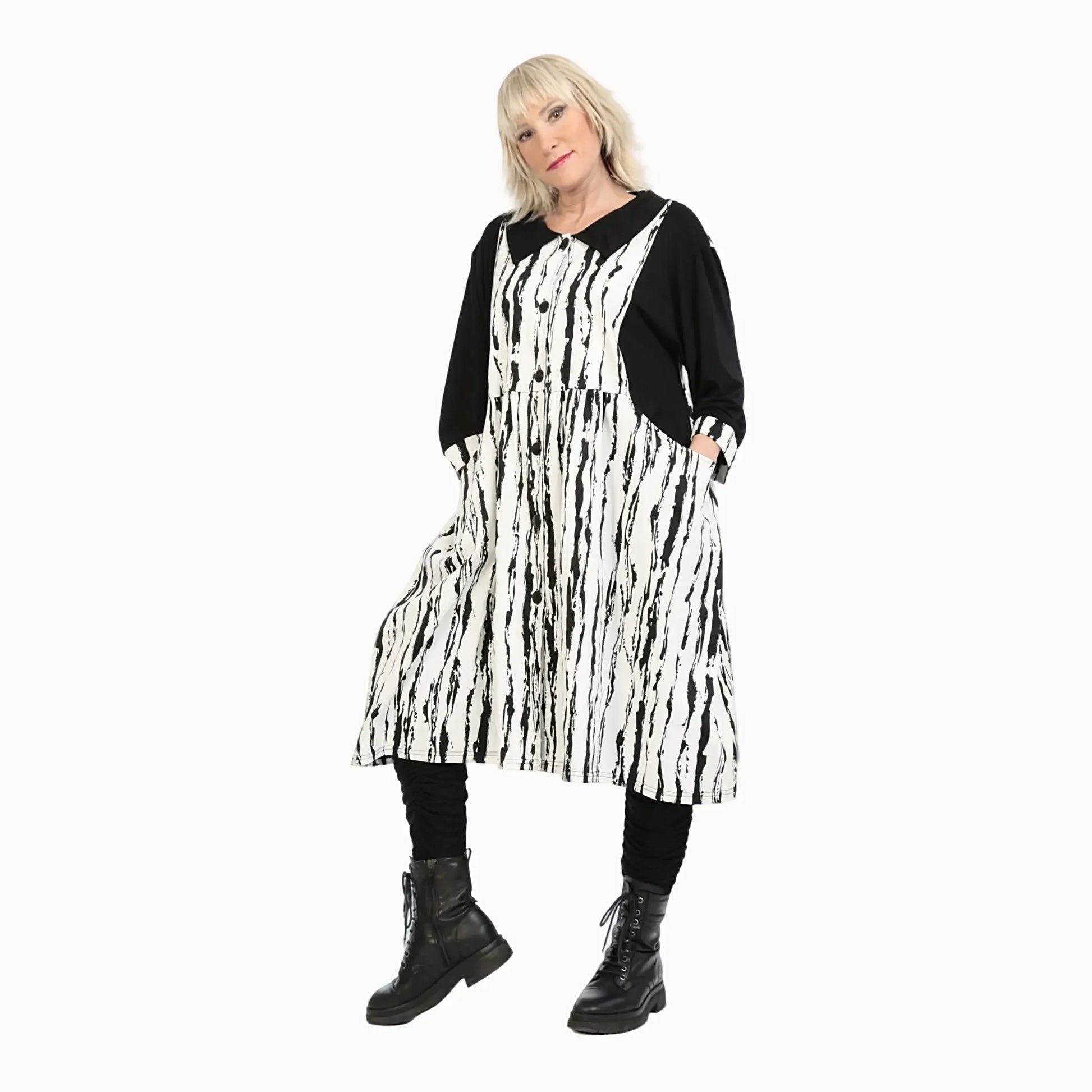  Ballon Bluse von AKH Fashion aus Viskose, 1230.06899, Schwarz-Weiß, Unifarben, Ausgefallen