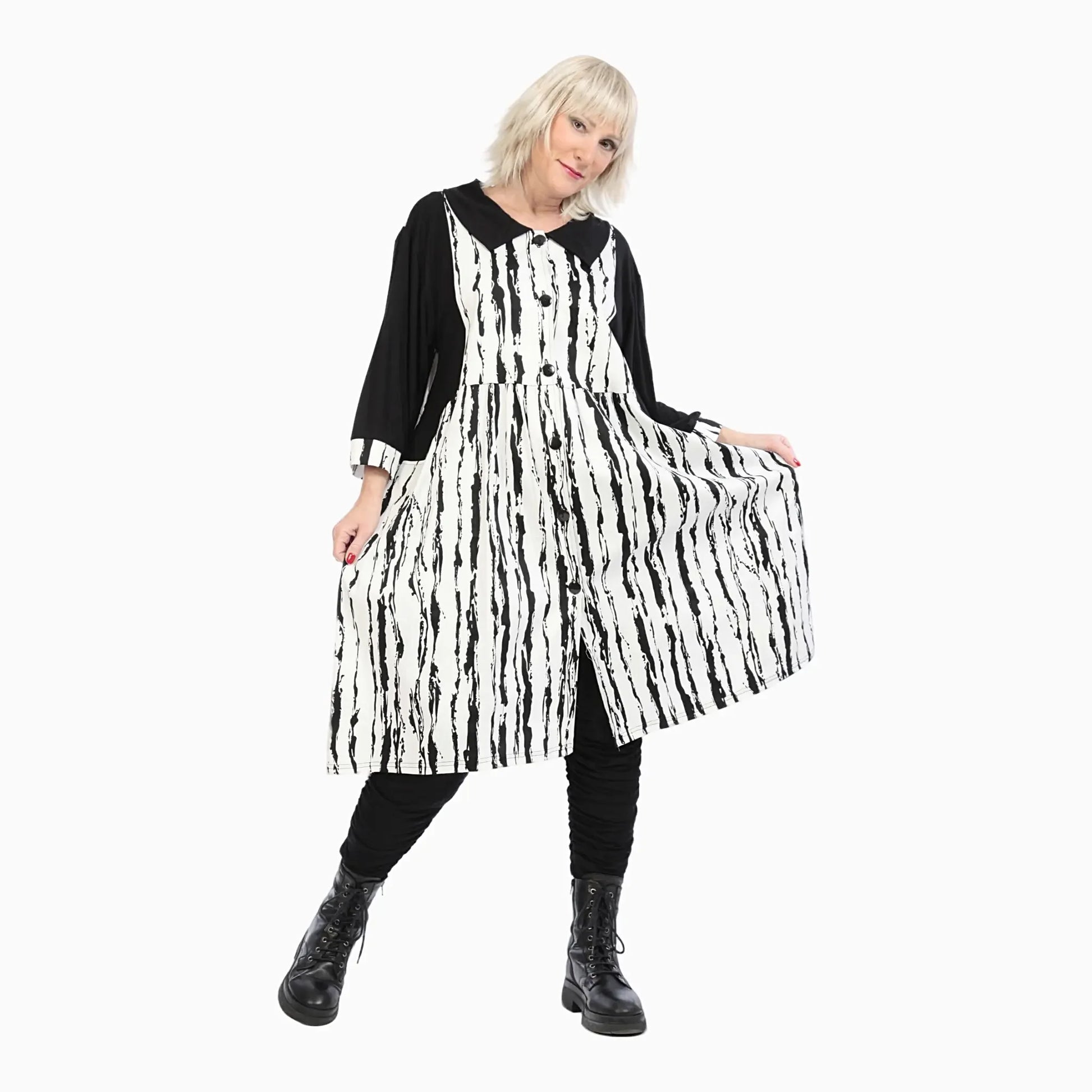  Ballon Bluse von AKH Fashion aus Viskose, 1230.06899, Schwarz-Weiß, Unifarben, Ausgefallen