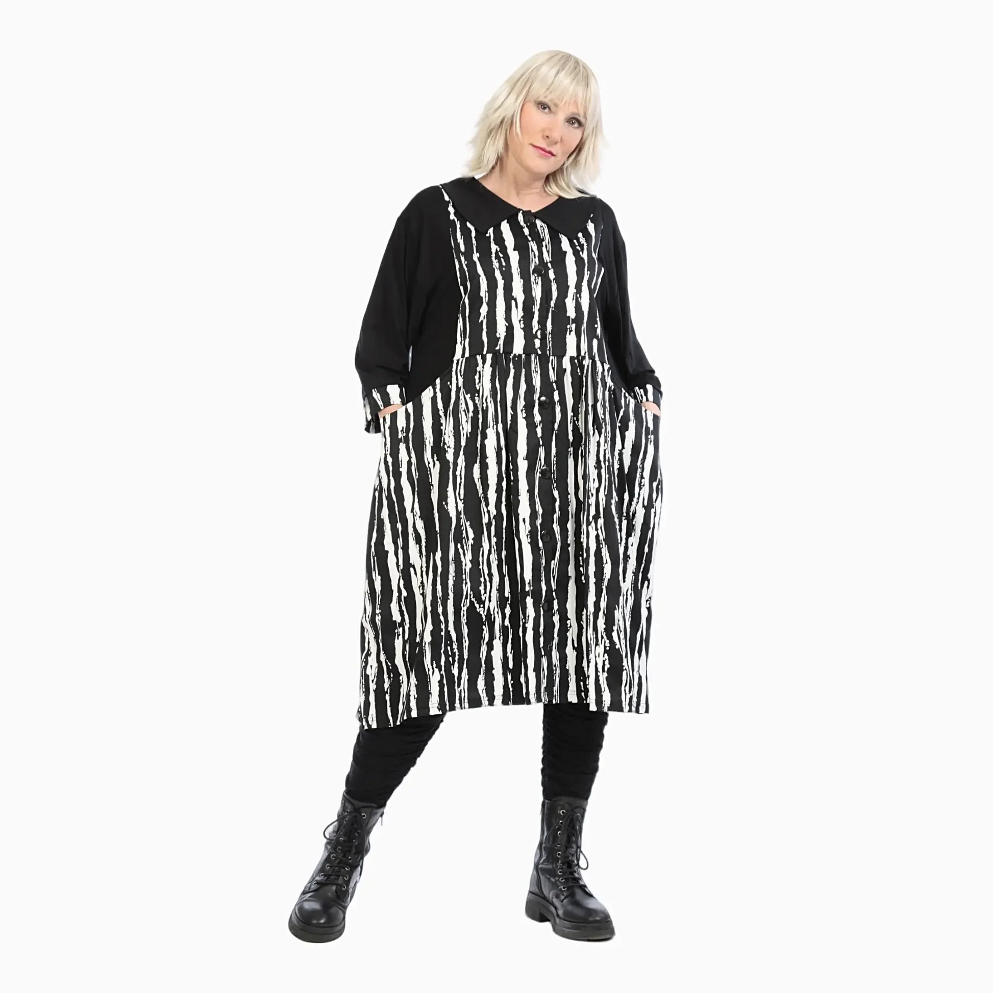  Ballon Bluse von AKH Fashion aus Viskose, 1230.06899, Weiß-Schwarz, Unifarben, Ausgefallen