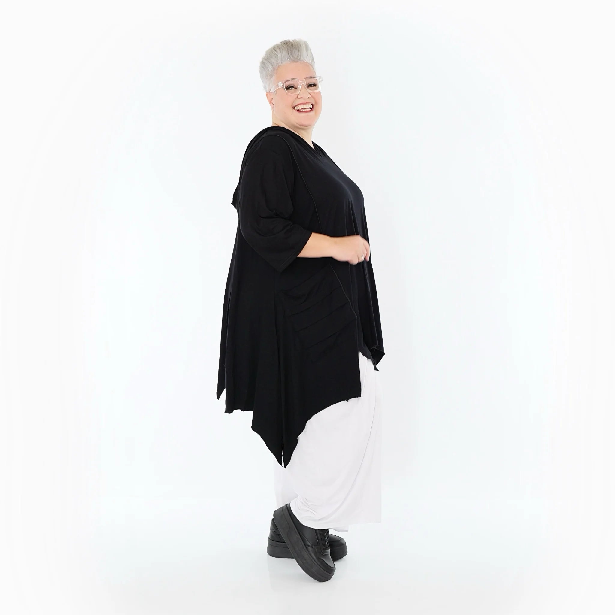  A-Form Bigshirt von AKH Fashion aus Viskose, 1233.06448, Schwarz, Ausgefallen, Zeitlos