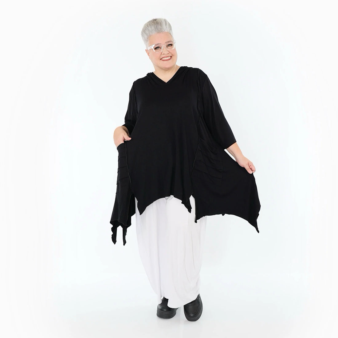  A-Form Bigshirt von AKH Fashion aus Viskose, 1233.06448, Schwarz, Ausgefallen, Zeitlos