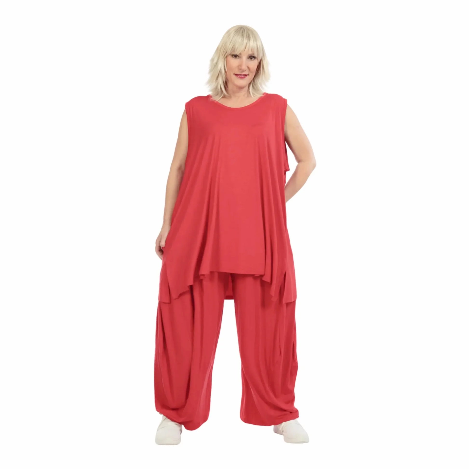  Top von AKH Fashion aus Viskose in gerader Form, 1233.06675, Rot, Unifarben, Ausgefallen