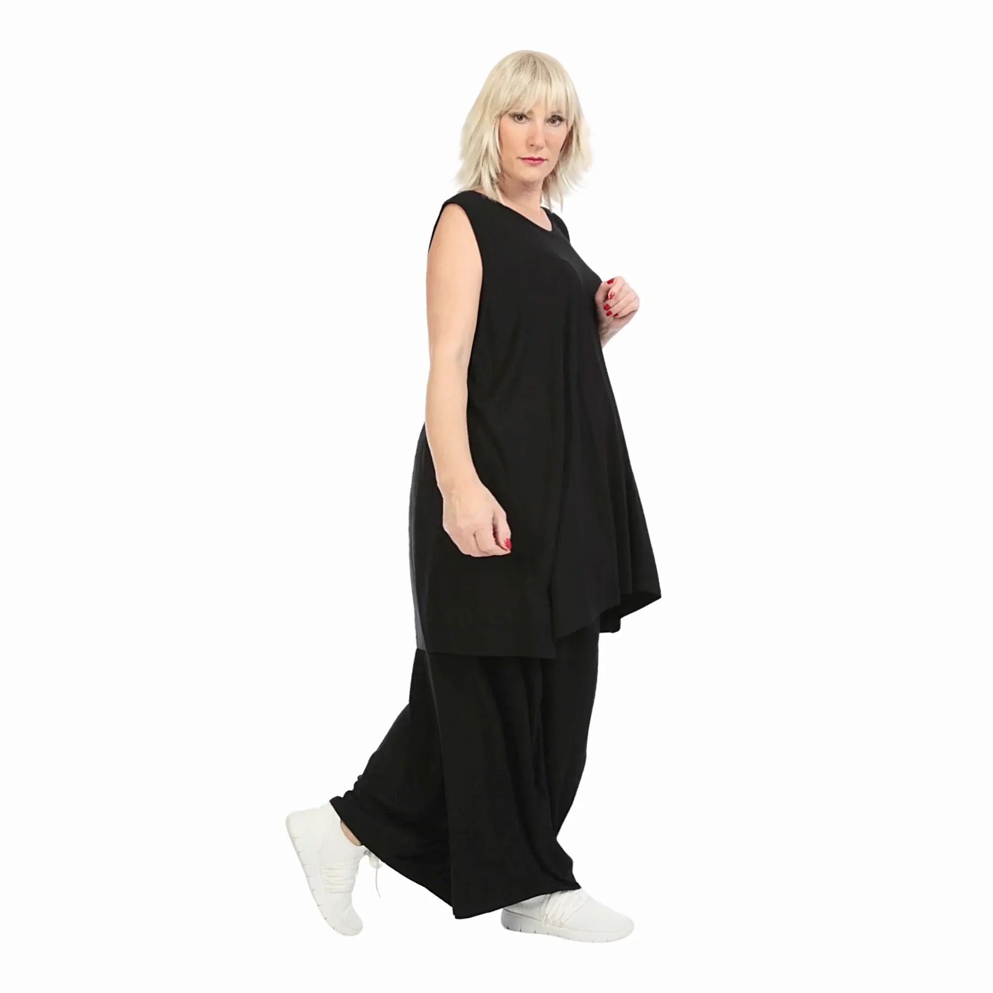  Top von AKH Fashion aus Viskose in gerader Form, 1233.06675, Schwarz, Unifarben, Schick