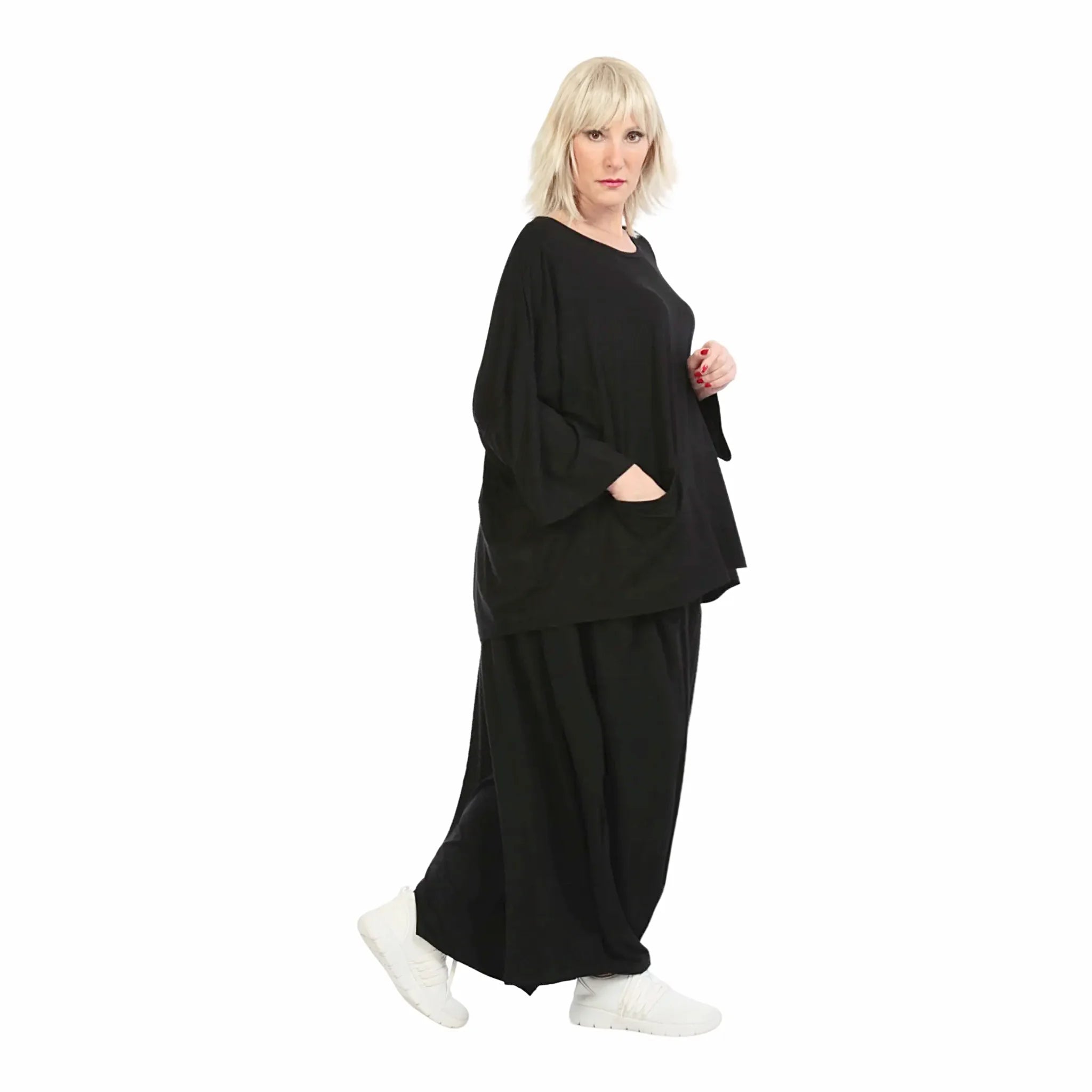  AKH Fashion Bigshirt in kastiger Form, aus Viskose, 1233.06888, Schwarz, Schick, Modern