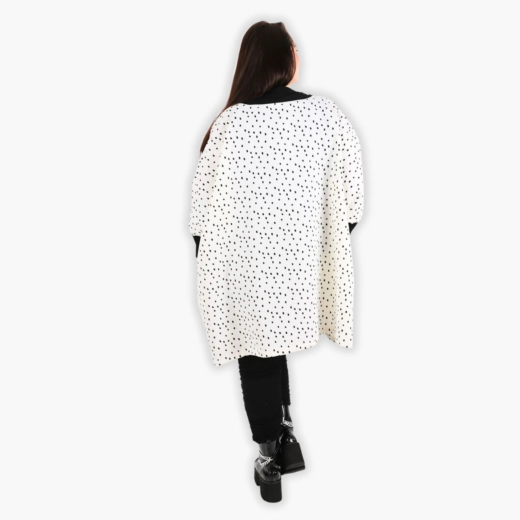  AKH Fashion Jacke in gerader Form, aus Baumwolle, 1283.06930, Weiß-Schwarz, Punkte